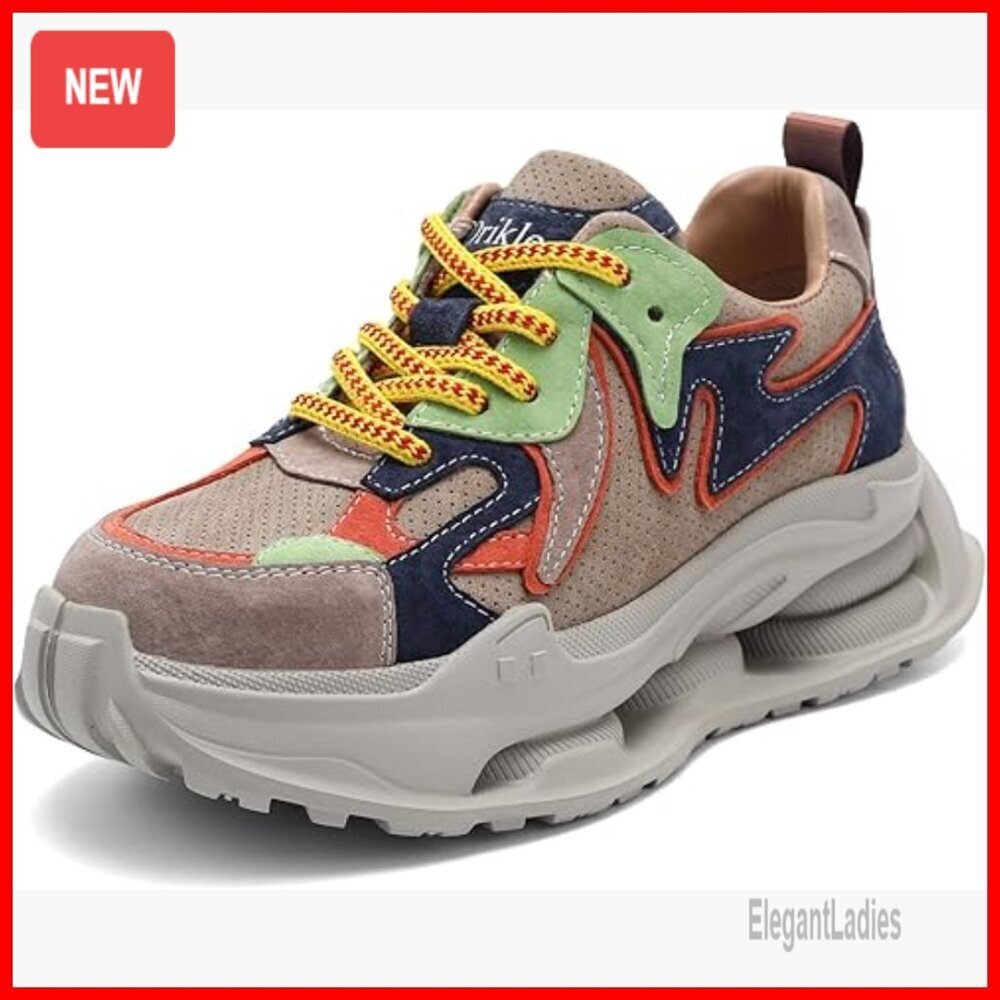 Women's Platform Sneakers Chunky Orthopedic Wedge Walking Shoes Lace Up
